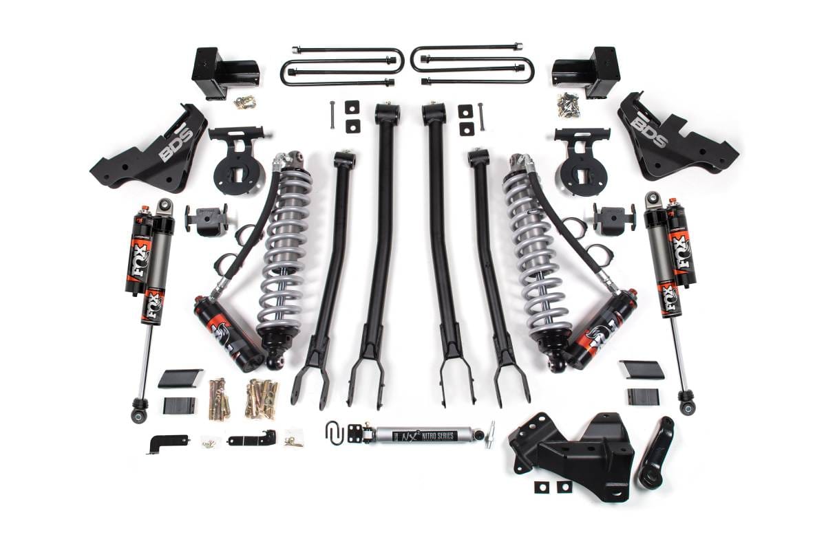 5 Inch Lift Kit w/ 4-Link | FOX 2.5 Performance Elite Coil-Over | Ford F250/F350 Super Duty (2023-2026) 4WD Diesel | Leaf Springs Rear | FOX 2.5 Performance Elite Rear | BDS Suspension