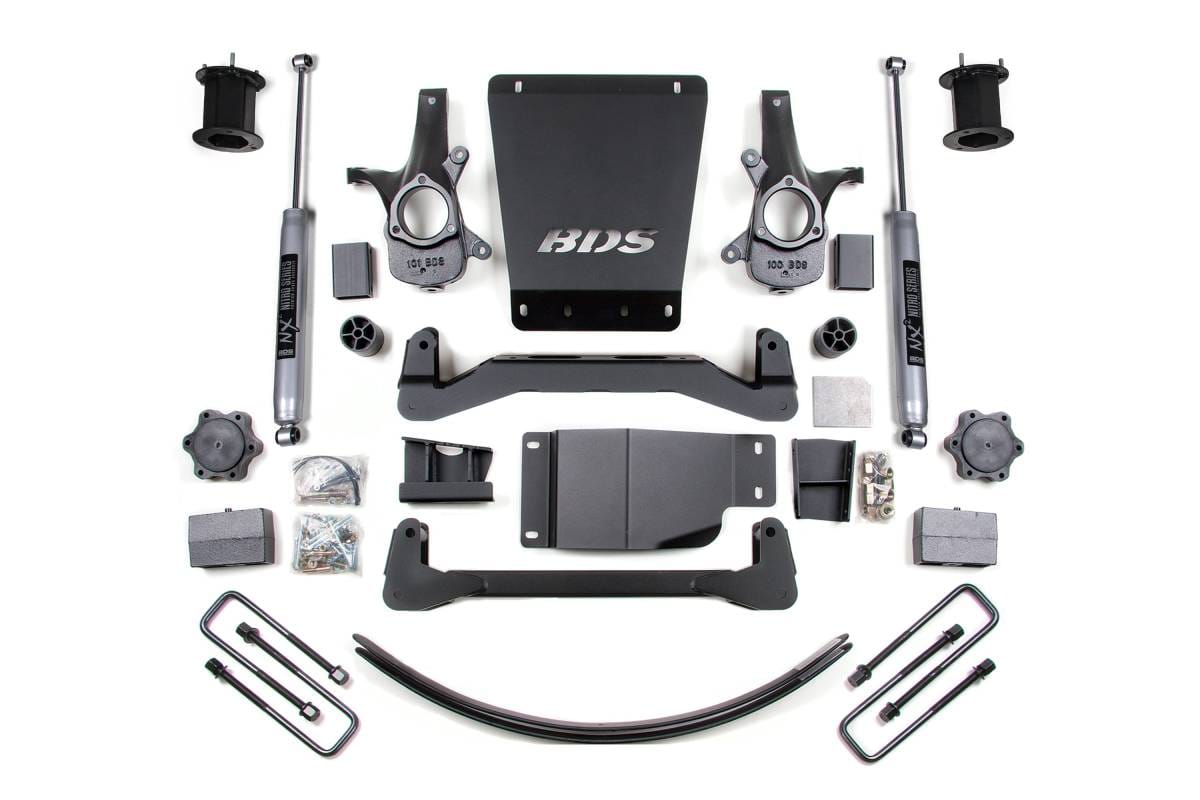 6 Inch Lift Kit | 2007-2013 Chevy Silverado / GMC Sierra 1500 4WD | Block Kit & Add-A-Leaf w/ FOX 2.0 Performance Series Shocks | BDS Suspension
