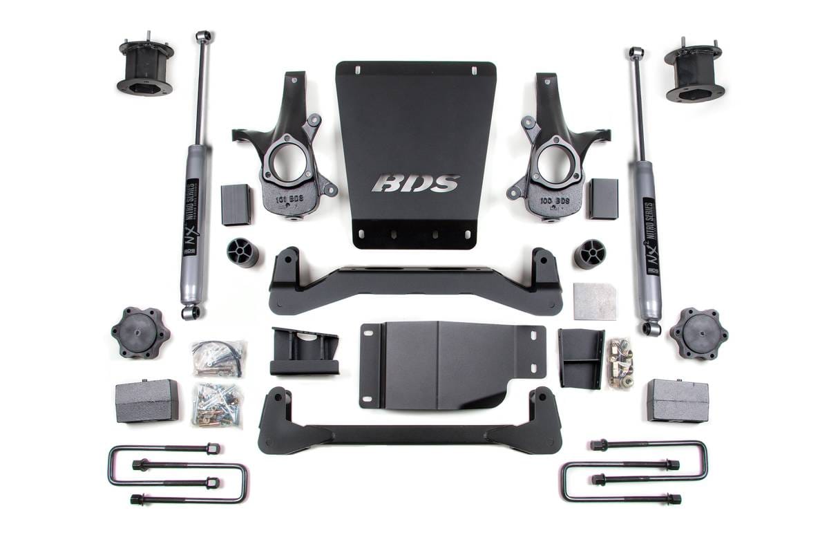 4.5 Inch Lift Kit | 2007-2013 Chevy Silverado / GMC Sierra 1500 4WD | Leaf Springs w/ NX2 Nitro Series Shocks | BDS Suspension