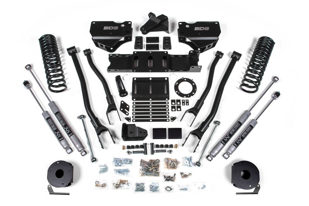 4 Inch Lift Kit w/ 4-Link | Ram 2500 w/ Rear Air Ride (2019-2024) 4WD Gas | FOX 2.0 Performance Series Shocks | BDS Suspension