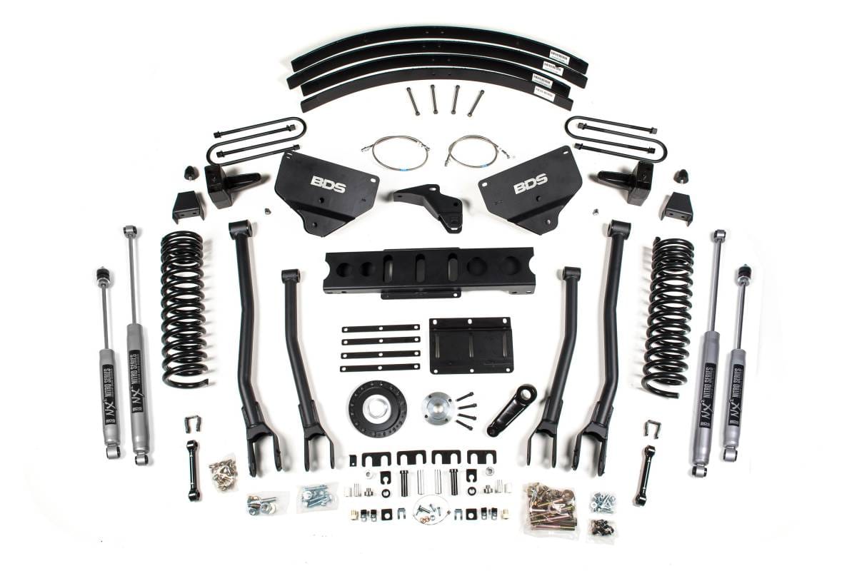 8 Inch Lift Kit w/ 4-Link | Ram 3500 Diesel 4WD (2013-2018) | 5 Inch Block & Add-A-Leaf | 6-Bolt Indexing Ring | NX2 Nitro Series | BDS Suspension
