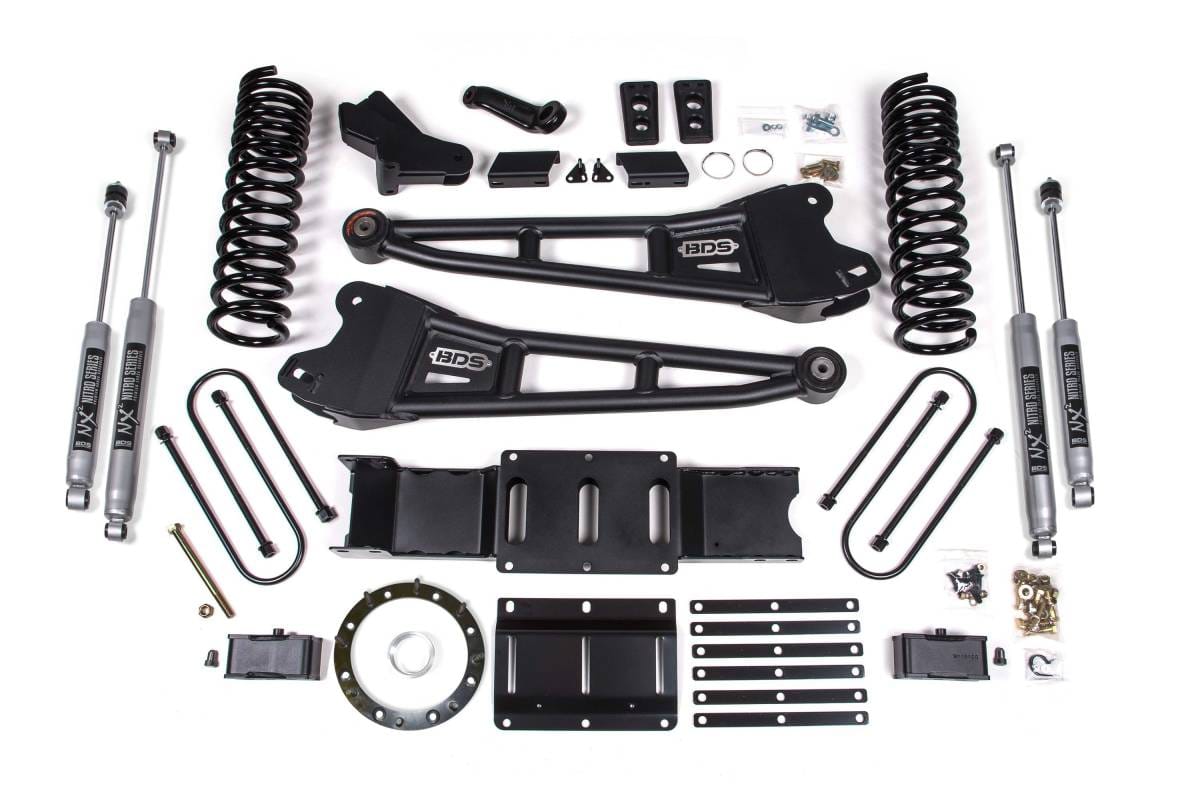 4 Inch Lift Kit w/ Radius Arm | 2 Inch Rear Block | Ram 3500 (19-24) 4WD Diesel | w/ Overload | 8-Bolt (Aisin) | NX2 Nitro Series | BDS Suspension