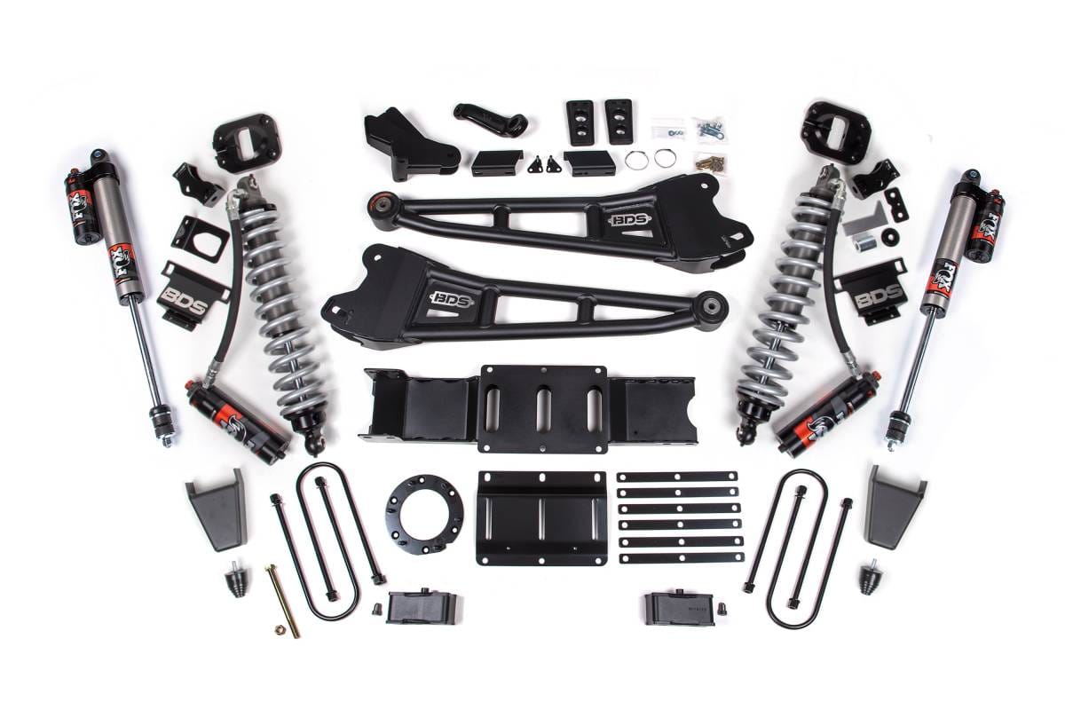 4 Inch Lift Kit w/ Radius Arm | FOX 2.5 Coil-Over Conversion Performance Elite | Ram 3500 (2019-2024) 4WD Diesel | 2" Block w/o Overload | FOX 2.0 Hydro Bump Stop | 6-Bolt | BDS Suspension