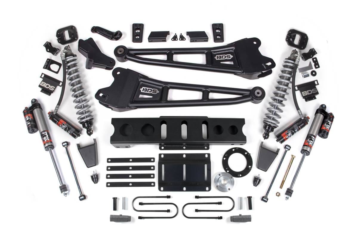 4 Inch Lift Kit w/ Radius Arm | FOX 2.5 Coil-Over Conversion Performance Elite | Ram 3500 (2013-2018) 4WD Diesel | FOX 2.0 Hydro Bump Stop | 8-Bolt | BDS Suspension