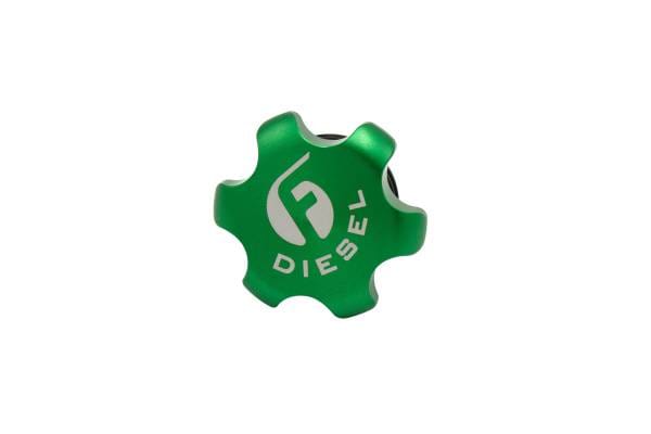 Fleece Performance 13-18 Dodge Cummins Green Anodized Billet Fuel Cap