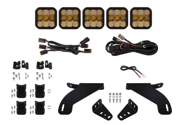 Diode Dynamics 21-22 Ford F-150 SS5 Grille CrossLink Lightbar Kit- Sport Yellow Combo