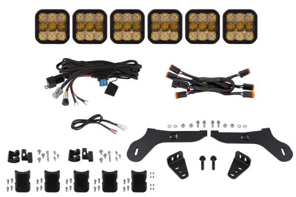Diode Dynamics 17-20 Ford Raptor SS5 Grille CrossLink Lightbar Kit - Yellow Pro Combo