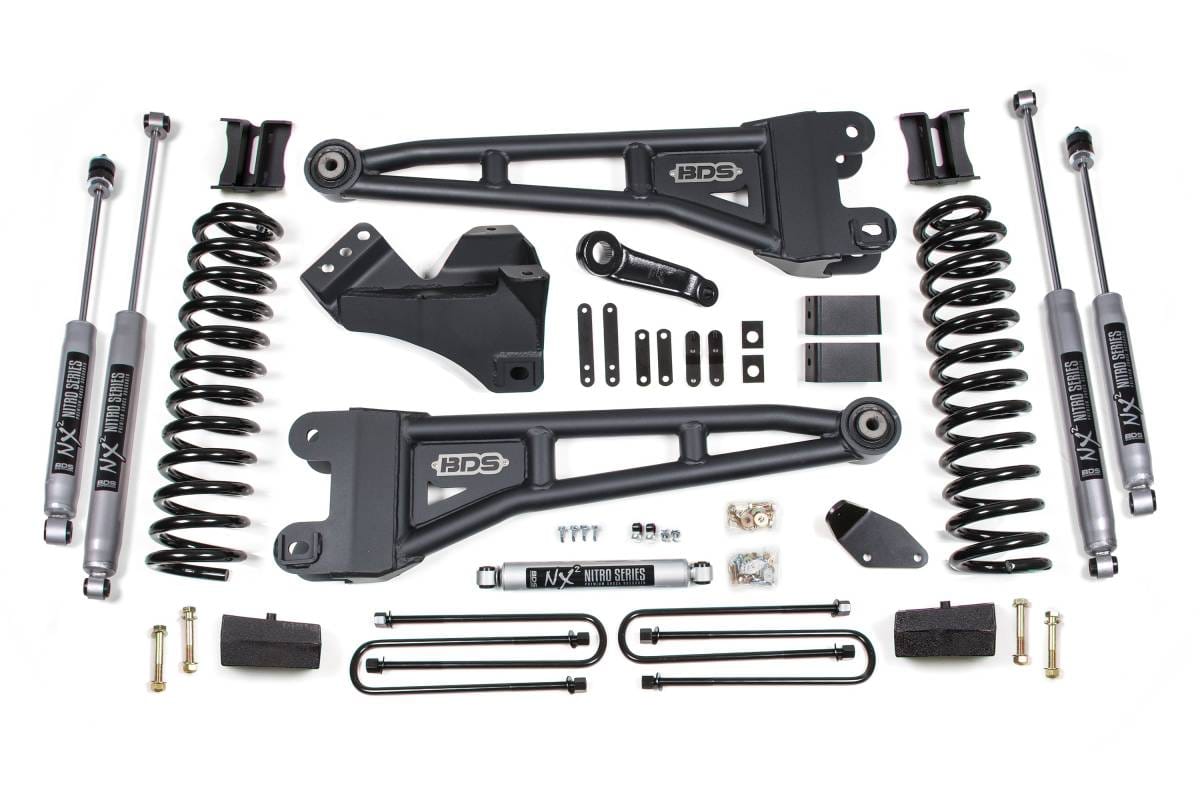 4 Inch Lift Kit w/ Radius Arm | Ford F250/F350 Super Duty (2008-2010) 4WD Diesel | Block Kit Without Factory Overload | FOX 2.0 Performance Series | BDS Suspension