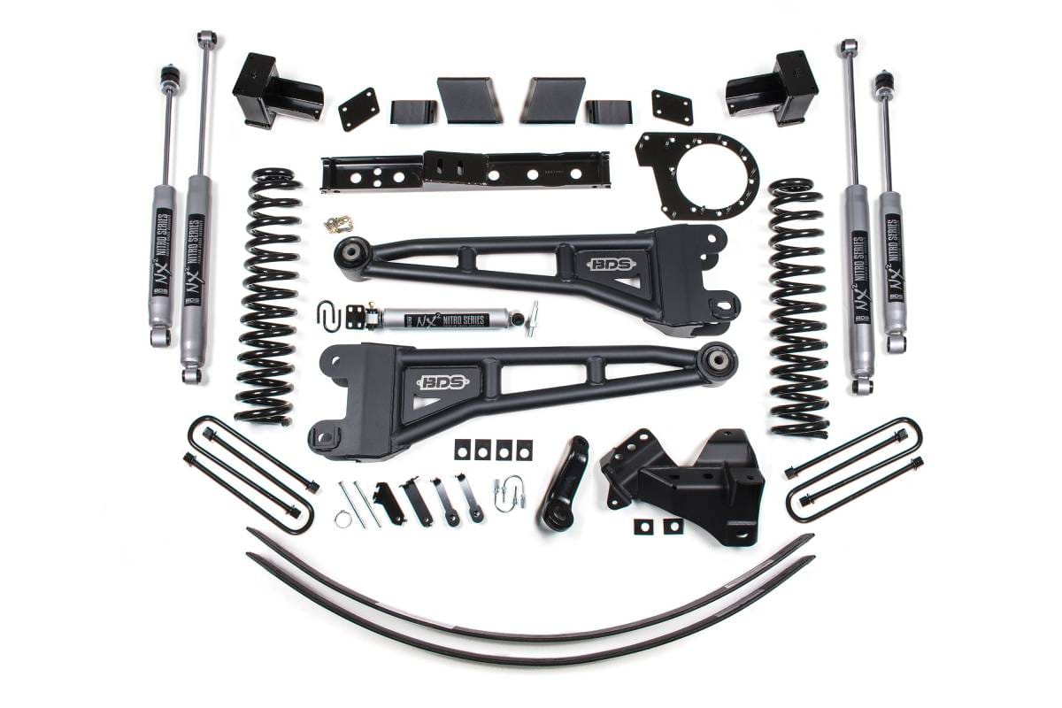 6 Inch Lift Kit w/ Radius Arm | Ford F250/F350 Super Duty (2017-2019) 4WD Diesel | 5" Block 2-Leaf Main | FOX 2.5 Performance Elite | BDS Suspension