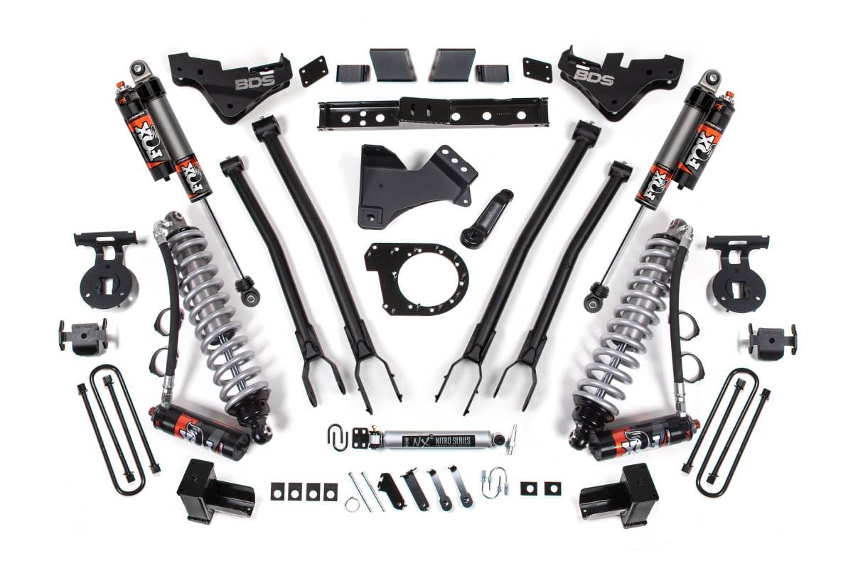 7 Inch 4-Link Lift Kit w/ FOX 2.5 Performance Elite Coilovers | Ford F250/F350 Super Duty (2023-2026) 4WD Diesel | Rear Leaf Springs | BDS Suspension