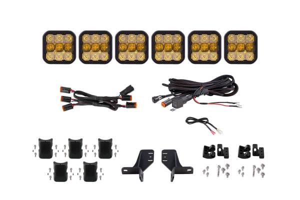 Diode Dynamics Bronco SS5 6-Pod CrossLink Grille Lightbar Kit Sport - Yellow Combo