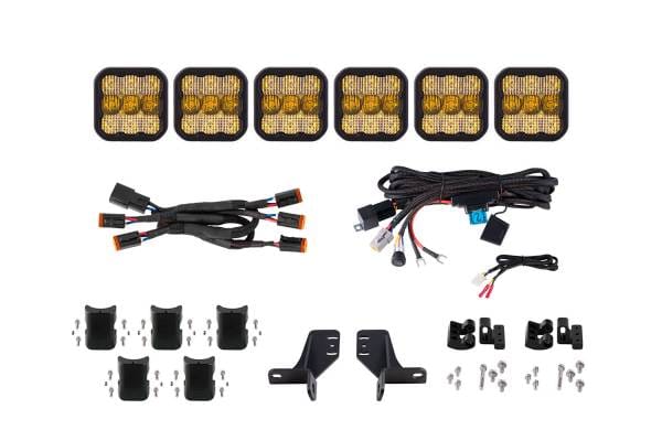 Diode Dynamics Bronco SS5 6-Pod CrossLink Grille Lightbar Kit Pro - Yellow Combo