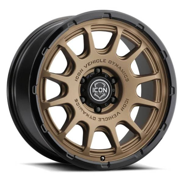 ICON Alloys Rancho 20x9 / 6x5.5 / 16mm / 5.625in BS Satin Bronze w/ Gloss Black Lip Wheel
