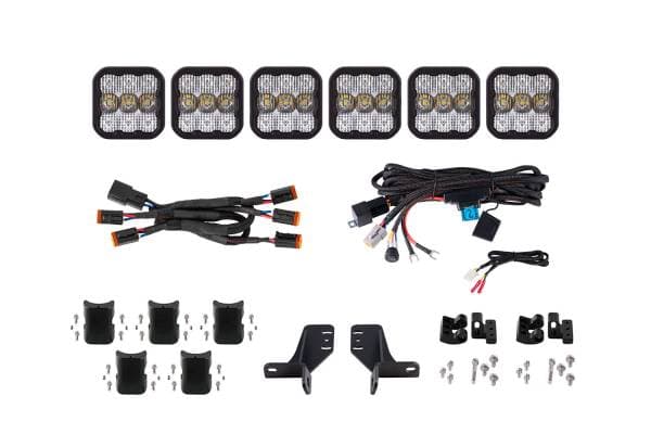 Diode Dynamics Bronco SS5 6-Pod CrossLink Grille Lightbar Kit Pro - White Combo