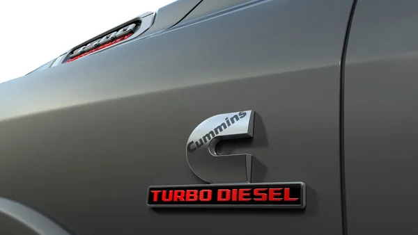 Cummins Turbo Diesel badge on a Ram truck